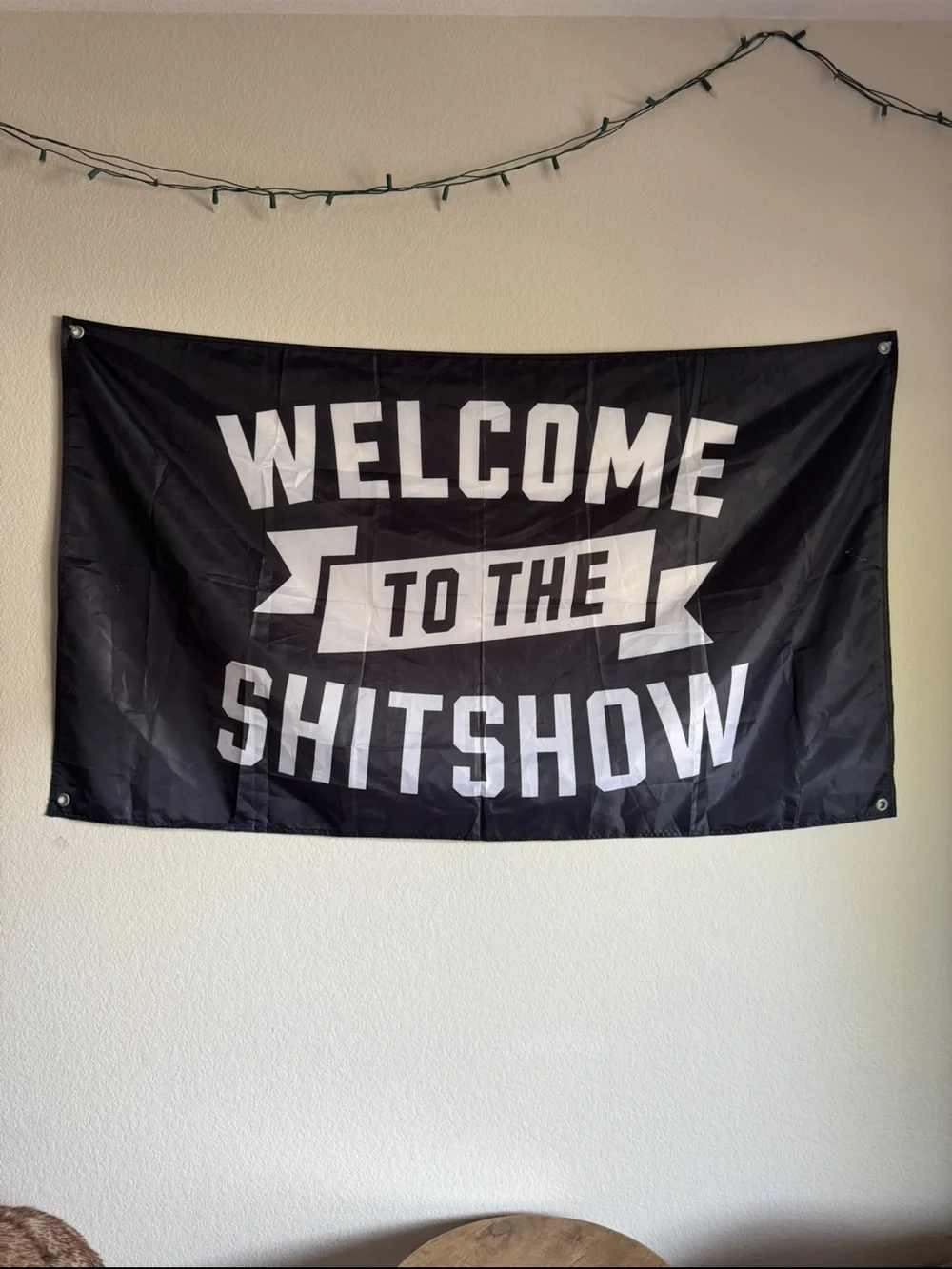 Black 'Welcome to the Shitshow' Wall Flag - Home Wall Decor